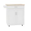 Kitchen Island Rolling Trolley Cart W/ Wood Top & Towel Rack