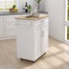 Kitchen Island Rolling Trolley Cart W/ Wood Top & Towel Rack