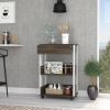 Dering Kitchen Cart W/ Caster White & Dark Walnut