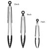 3Pcs Stainless Steel Locking Food Tongs W/ Silicon Tips