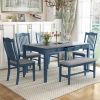 Mid-Century 6-Pc Wood Dining Table Set, Antique Blue