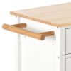 Kitchen Island Cart W/Solid Wood Top & Locking Wheels