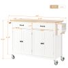 Kitchen Island Cart W/Solid Wood Top & Locking Wheels