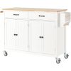 Kitchen Island Cart W/Solid Wood Top & Locking Wheels