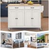 Kitchen Island Cart W/Solid Wood Top & Locking Wheels