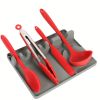 Silicone Utensil Rest With Drip Pad For Multiple Utensils