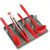 Silicone Utensil Rest With Drip Pad For Multiple Utensils