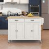Kitchen Island Cart W/Solid Wood Top & Locking Wheels