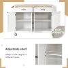Kitchen Island Cart W/Solid Wood Top & Locking Wheels