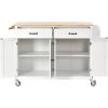 Kitchen Island Cart W/Solid Wood Top & Locking Wheels