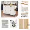 Kitchen Island Cart W/Solid Wood Top & Locking Wheels