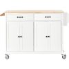 Kitchen Island Cart W/Solid Wood Top & Locking Wheels