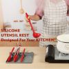 Silicone Utensil Rest With Drip Pad For Multiple Utensils