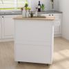 Kitchen Island Rolling Trolley Cart W/ Wood Top & Towel Rack