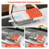 Adjustable Dual-Part Dish Drainer w/ Detachable Utensil Holder