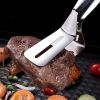 1pc Stainless Steel Spatula/Tongs; Kitchen Bread Tongs