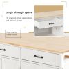 Kitchen Island Cart W/Solid Wood Top & Locking Wheels