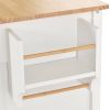 Kitchen Island Cart W/Solid Wood Top & Locking Wheels