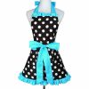 Retro Polka Dot Aprons, Ruffle Side Vintage Cooking Apron