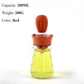 Oil Bottle With Silicone Brush Oil Sprayer (Color: style b red)