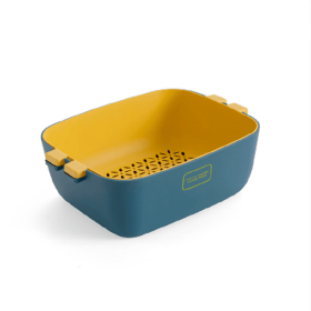 Kitchen Colander; Strainer And Bowl Set (Color: Purplish Blue, size: large)