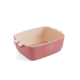 Kitchen Colander; Strainer And Bowl Set (Color: Pink, size: small)