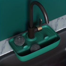 Sink Splash Guard; Drain Storage Rack (Color: Green)