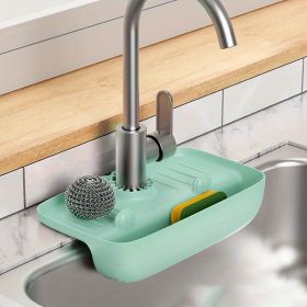 Sink Splash Guard; Drain Storage Rack (Color: Blue)