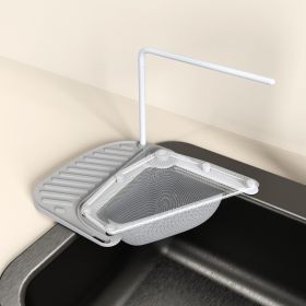Kitchen Sink Drain Rack W/ Disposable Kitchen Waste Filter (Color: Gray White)