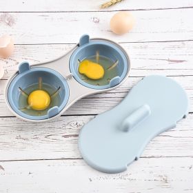 Microwave Egg Poacher; Silicone Double Egg Poaching Cups (Color: Nordic Blue)