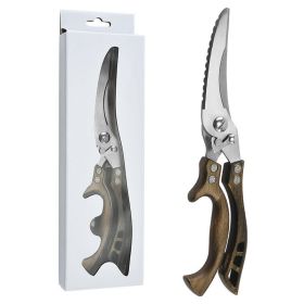 Kitchen Poultry Shears Multi-purpose Stainless Steel Scissors (Color: Wood Grain Color 1 Piece)