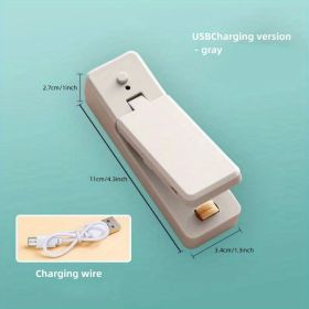 Mini Household Portable Heat Sealing Machine (Style: Rechargeable Model - Gray, Color: Random Color)
