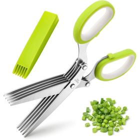 1pc 5 Blade Kitchen Herb Shears (size: One Size)