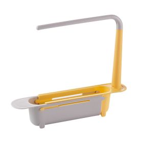 Adjustable Telescopic Sink Storage Rack (Color: Yellow)