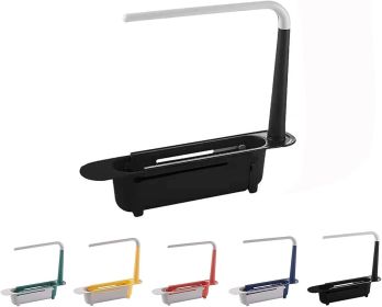 Adjustable Telescopic Sink Storage Rack (Color: Black)