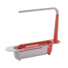 Adjustable Telescopic Sink Storage Rack (Color: Red)