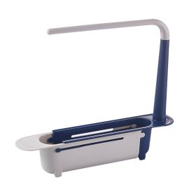 Adjustable Telescopic Sink Storage Rack (Color: Blue)