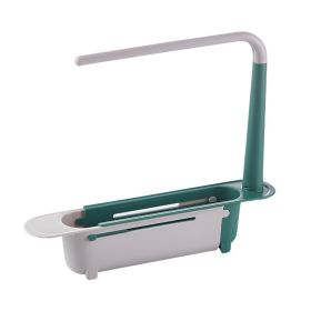 Adjustable Telescopic Sink Storage Rack (Color: Green)
