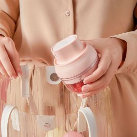 Electric Mini Garlic Masher Food Processor w/ Peeler & Spoon (Color: Pink)