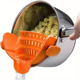 Adjustable Silicone Clip On Strainer For Pots, Pans, And Bowls (Quantity: 1 Pack Orange)