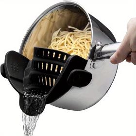 Adjustable Silicone Clip On Strainer For Pots, Pans, And Bowls (Quantity: 1 Pack Black)