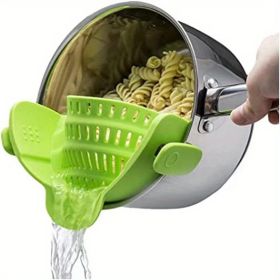 Adjustable Silicone Clip On Strainer For Pots, Pans, And Bowls (Quantity: 1 Pack Green)