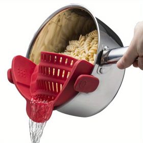 Adjustable Silicone Clip On Strainer For Pots, Pans, And Bowls (Quantity: 1 Pack Red)
