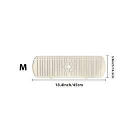 1pc Silicone Sink Faucet Mat Splash Guard Dish Drying Mat (Color: Beige, size: M)