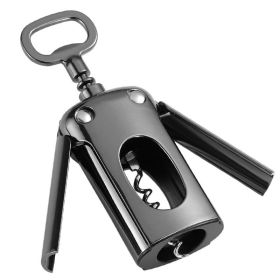 1pc Wing Corkscrew; Multifunctional Wine & Beer Corkscrew (Color: Black)