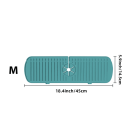 1pc Silicone Sink Faucet Mat Splash Guard Dish Drying Mat (Color: Green, size: M)