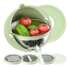 4 in 1 Colander w/ Mixing Bowl Set (Color: Green)
