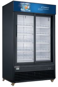 Commercial Upright Display Cooler W/ Sliding Glass Door (Color: Black, Capacity: 33.3 Cu.Ft.)