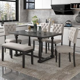 Dining Table & Chair Set (Color: Gray)