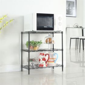 Concise 3 Layers Carbon Steel & PP Storage Rack (Color: Black)